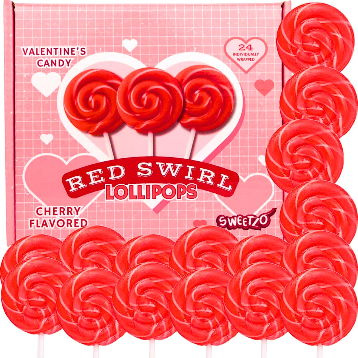 Sweetzo red swirl Valentine sucker ready for gifting and sharing