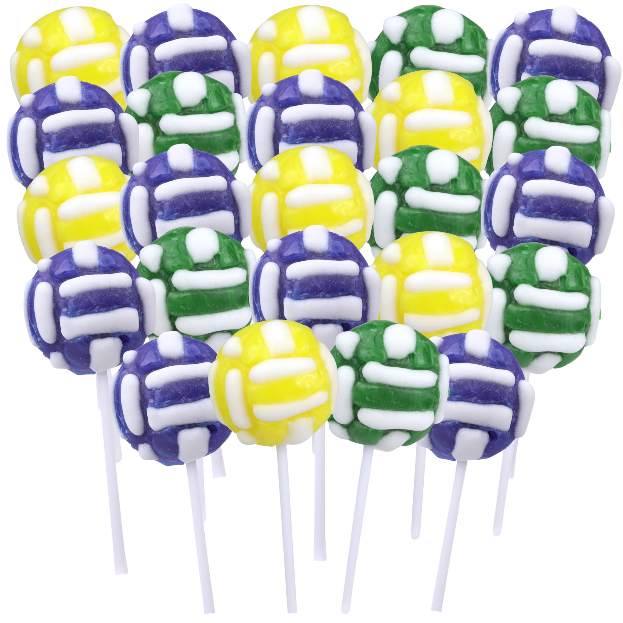 Sweetzo volleyball lollipops display with assorted fruit flavors