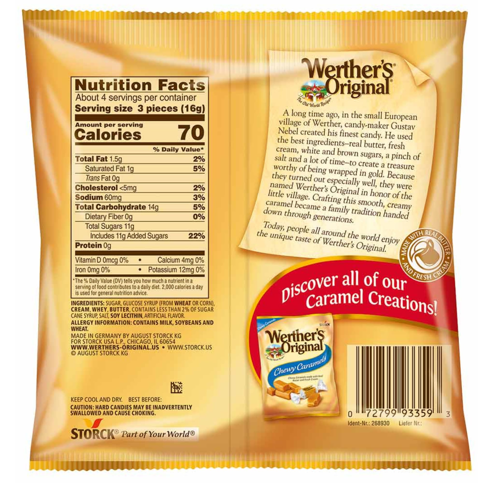 Individually wrapped Werther's Original caramel candies for freshness on the go.