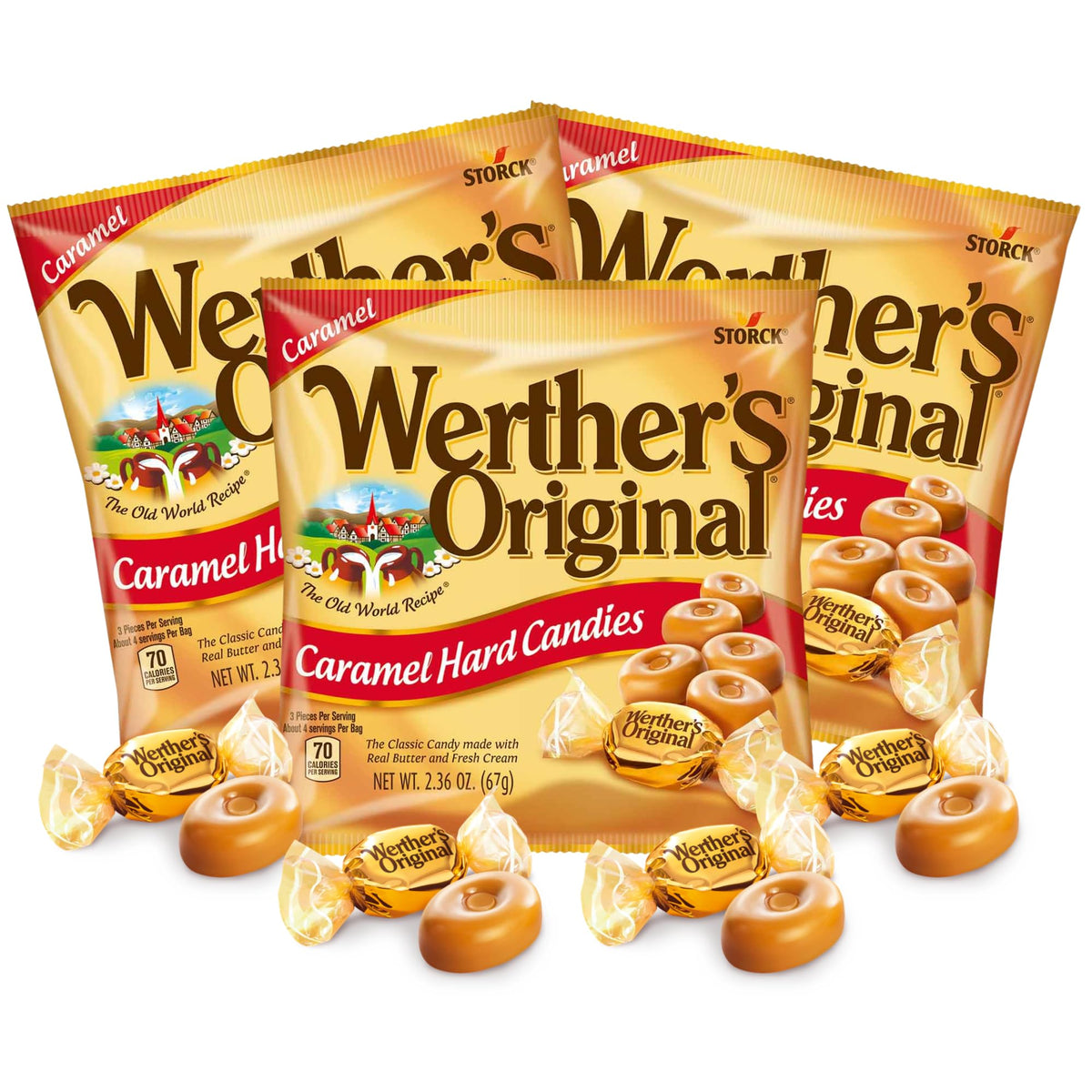 Sweetzo Werther's Original caramel candy pack, classic flavor, ideal for sharing.