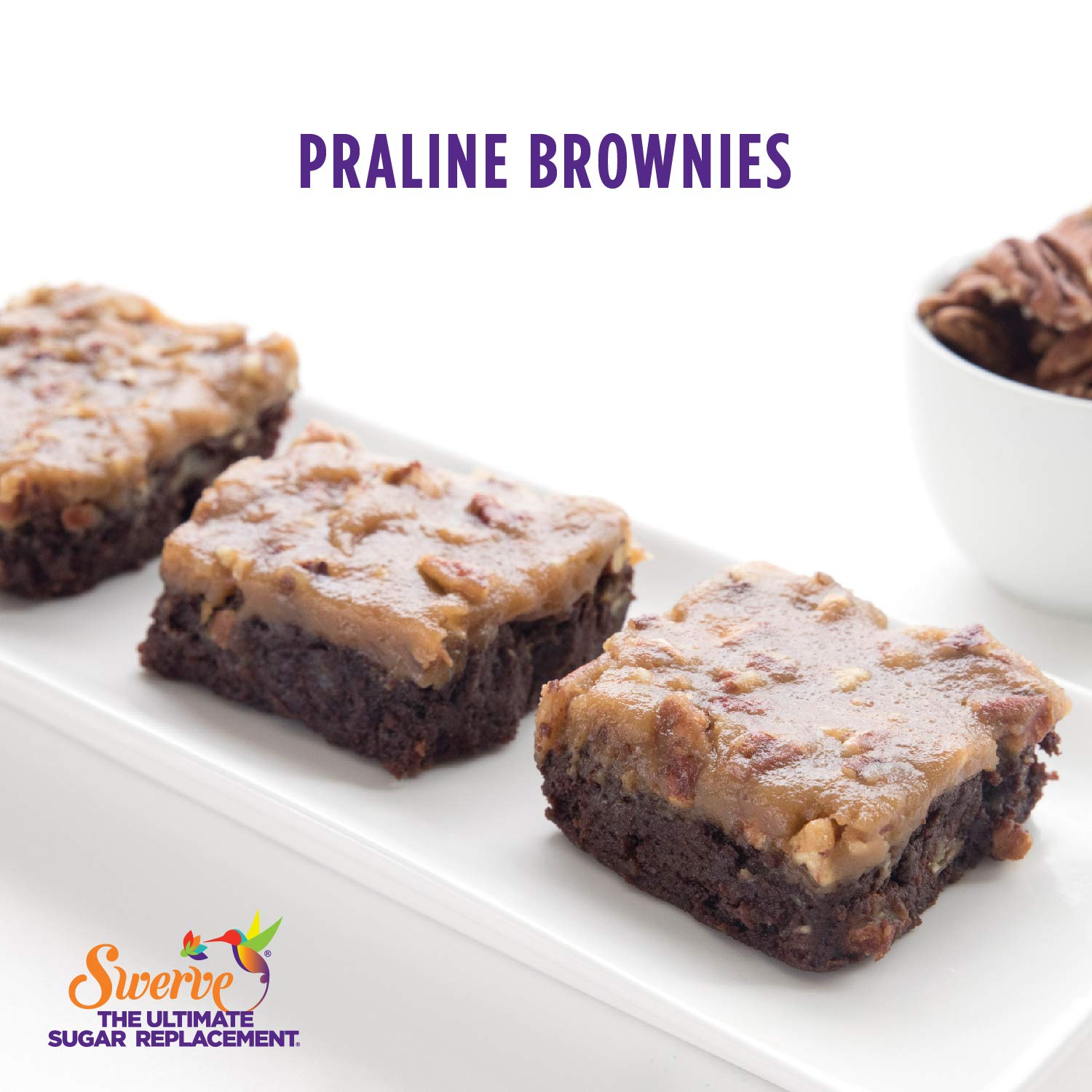 Swerve brown sugar replacement pantry display emphasizes gluten free non GMO sweetener.