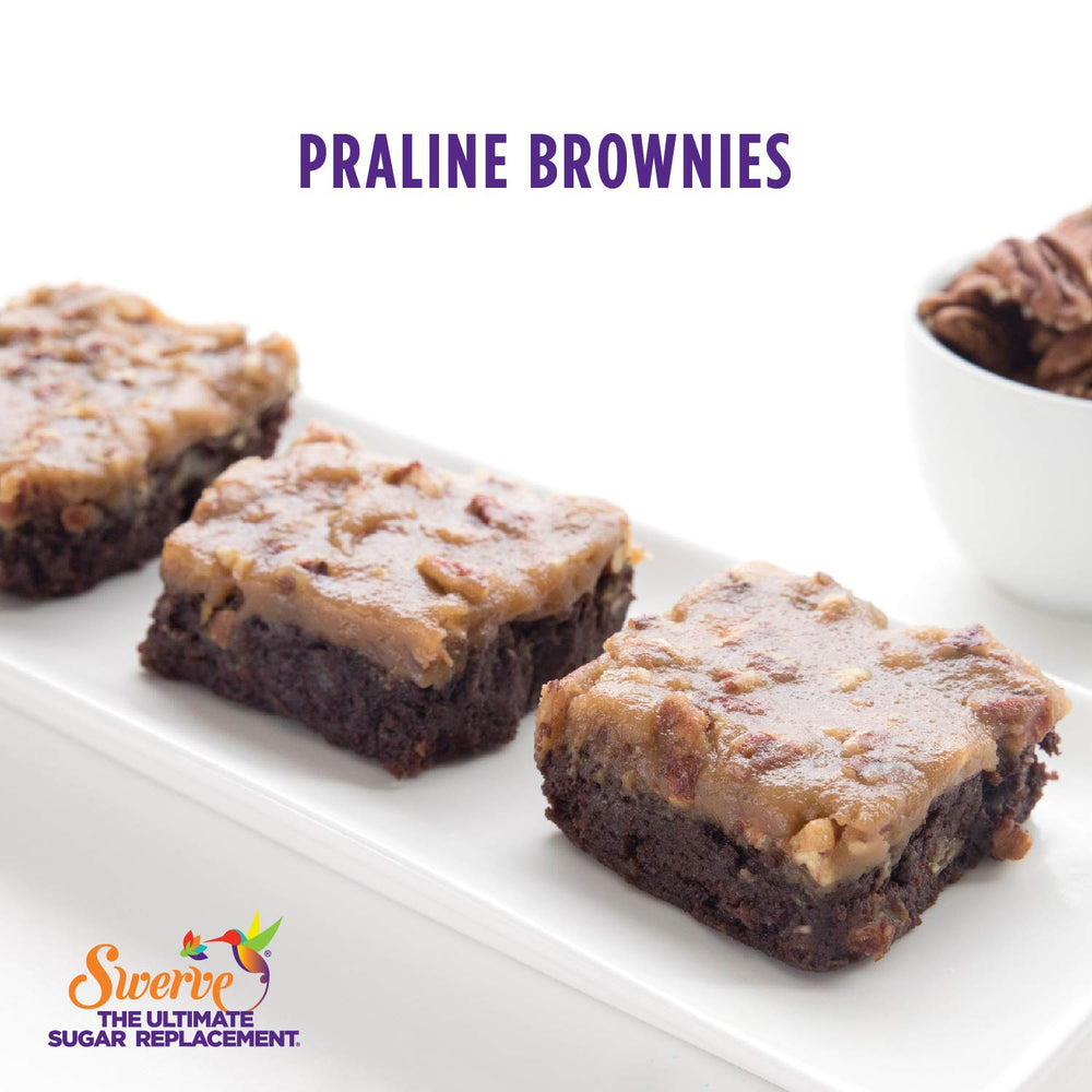 Swerve brown sugar replacement pantry display emphasizes gluten free non GMO sweetener.