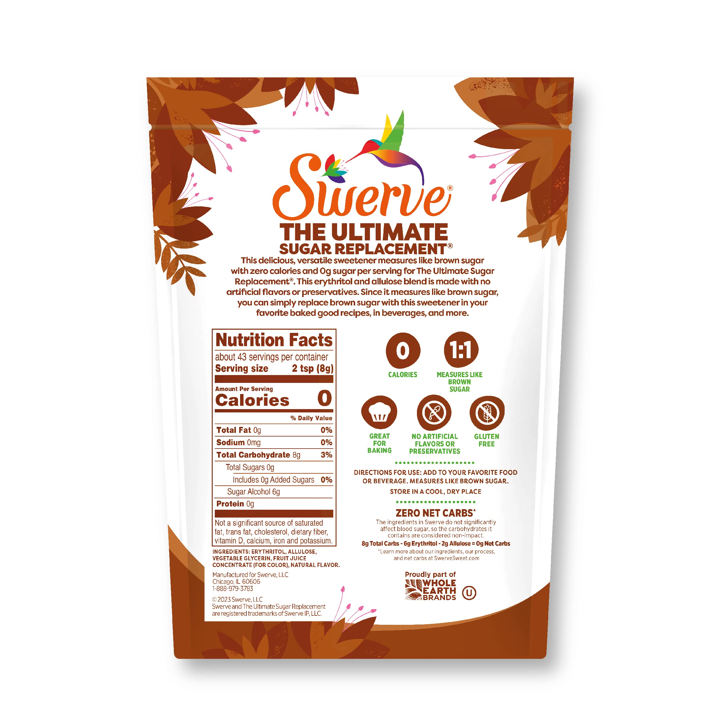 Swerve brown sugar replacement pour demonstrating easy zero-calorie sweetness in beverages.