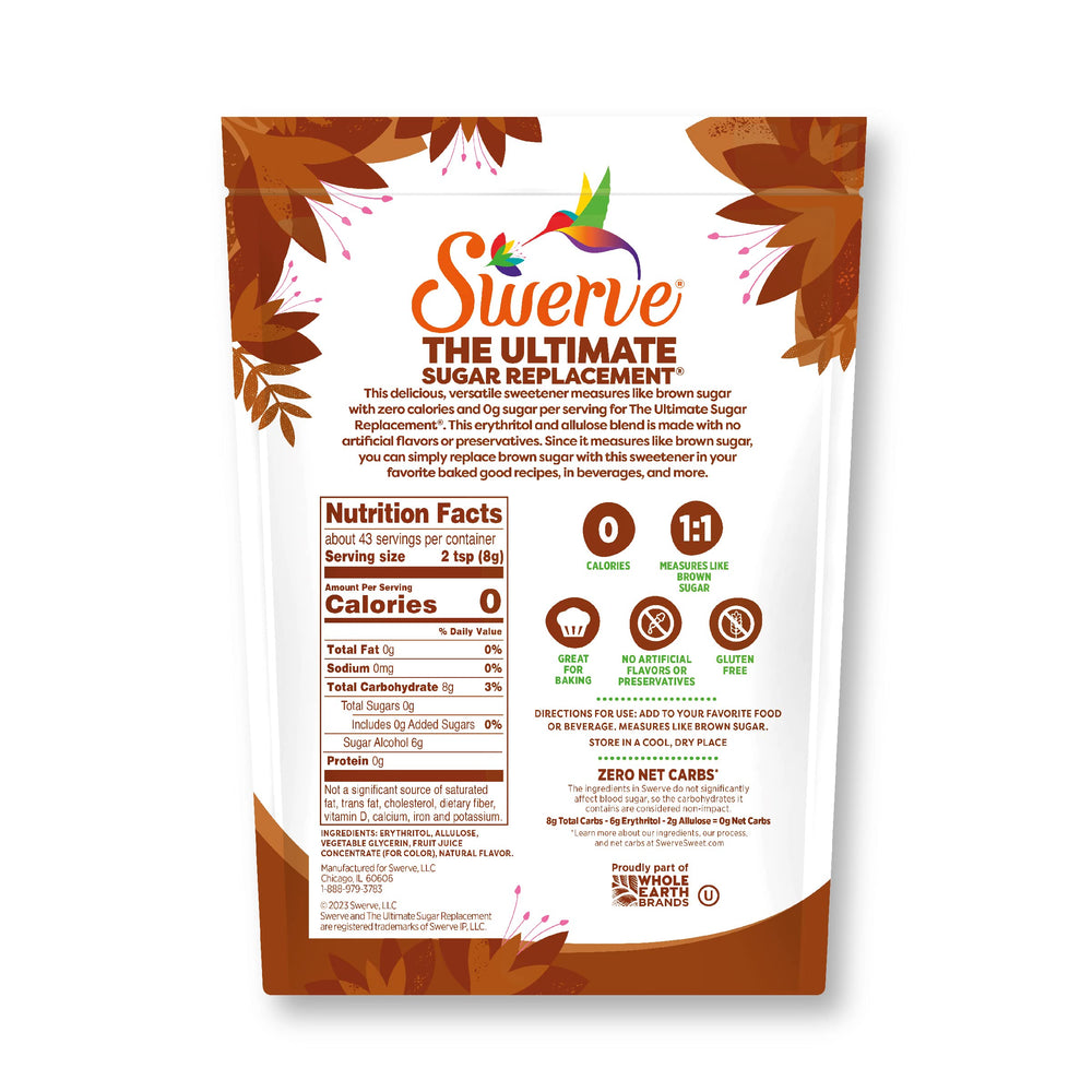 Swerve brown sugar replacement pour demonstrating easy zero-calorie sweetness in beverages.