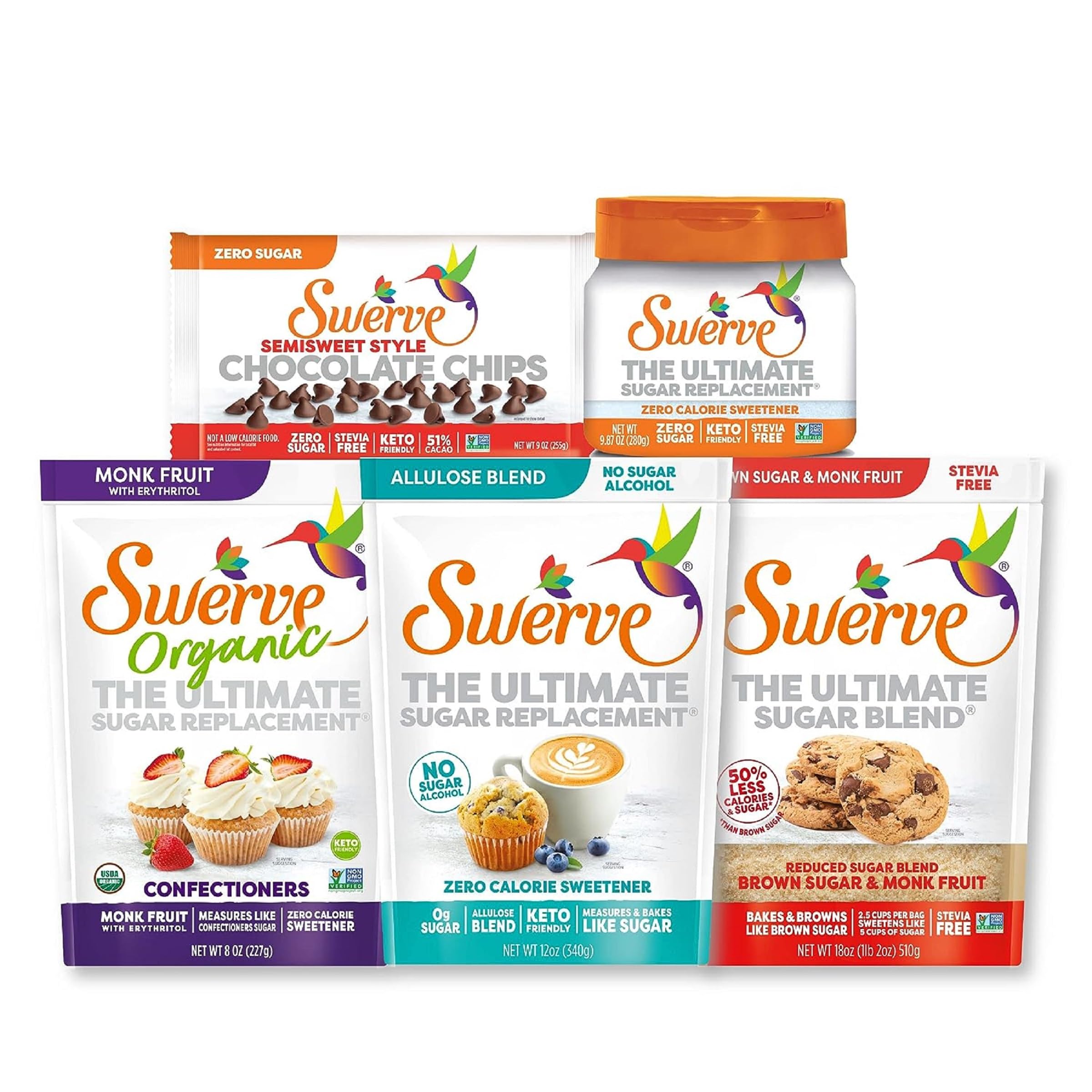 Swerve keto-friendly sugar substitute label close-up for baking versatility