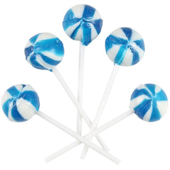 SWIRLEEY blue-and-white striped lollipops add nostalgic charm to tables.