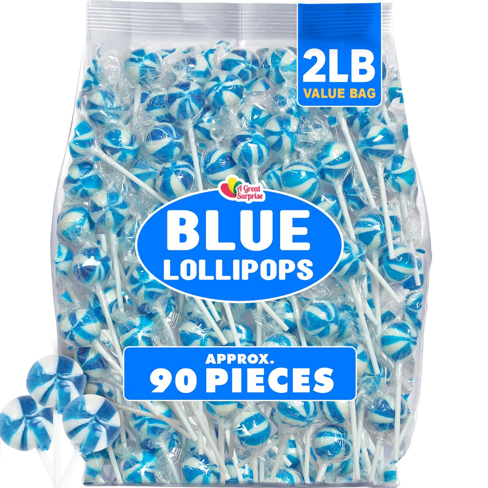 SWIRLEEY candy-bar display blue lollipops boost visual appeal at events.