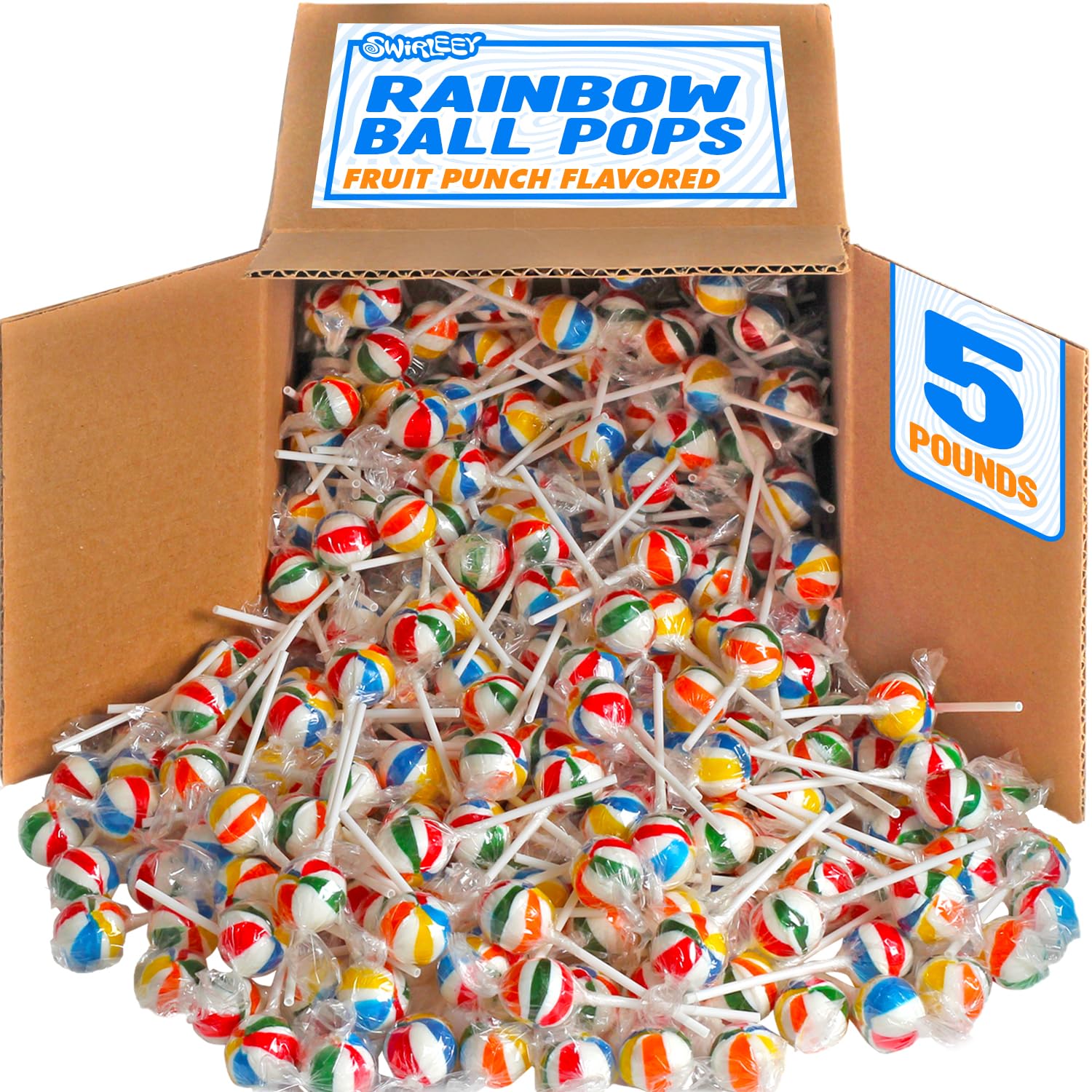 Swirleey Easter rainbow lollipops pack shows vibrant stripes for party favors.
