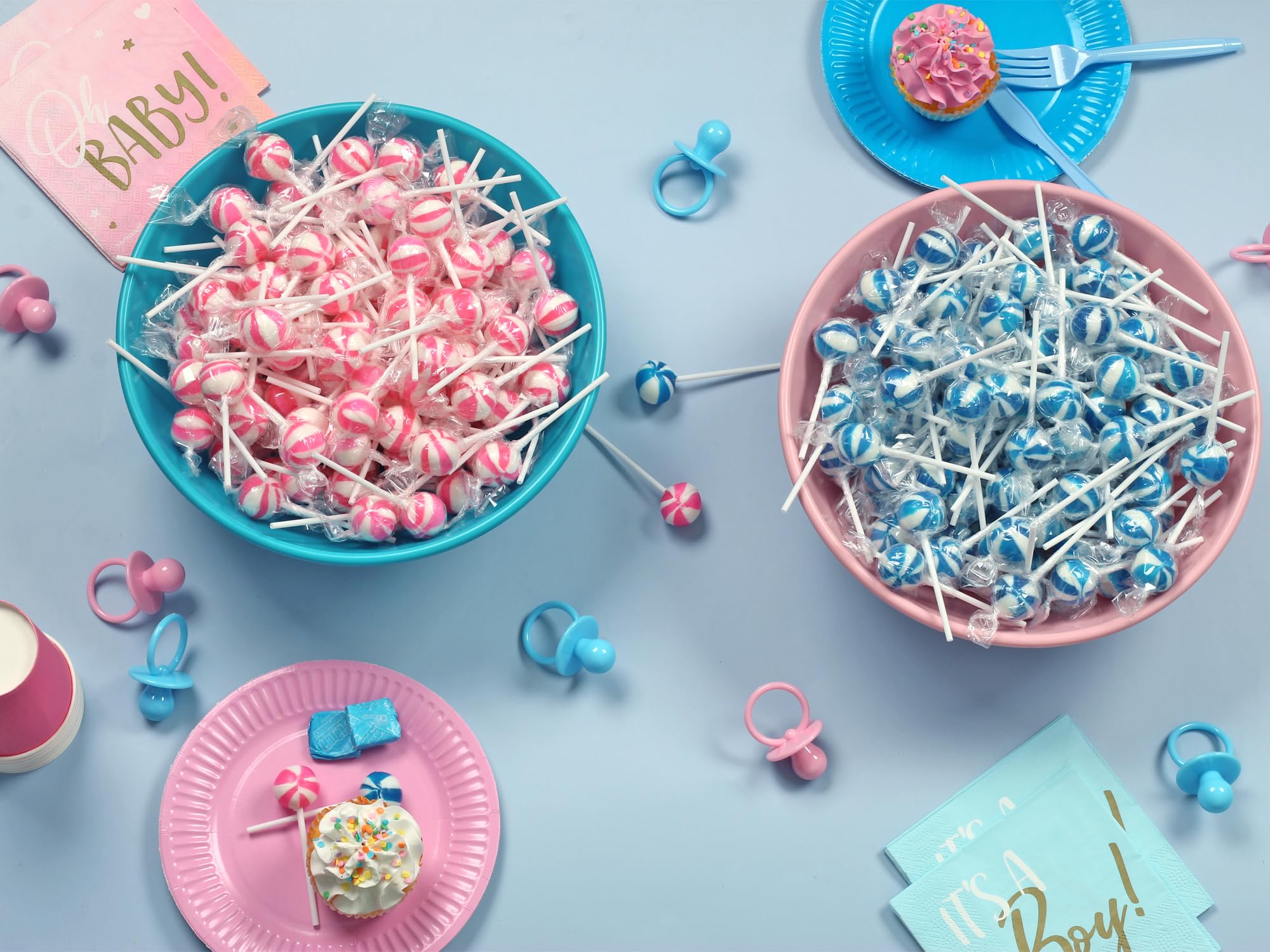 SWIRLEEY elegant pink lollipops enhance weddings and baby showers decor.