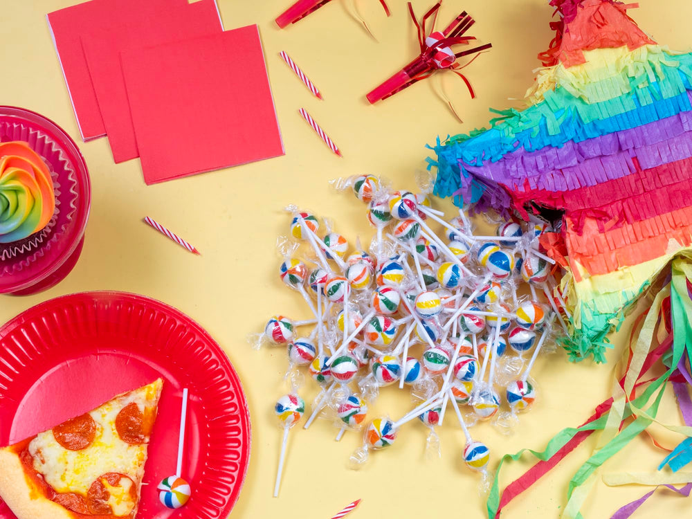Swirleey party decor lollipops add color to candy buffets and piñatas.