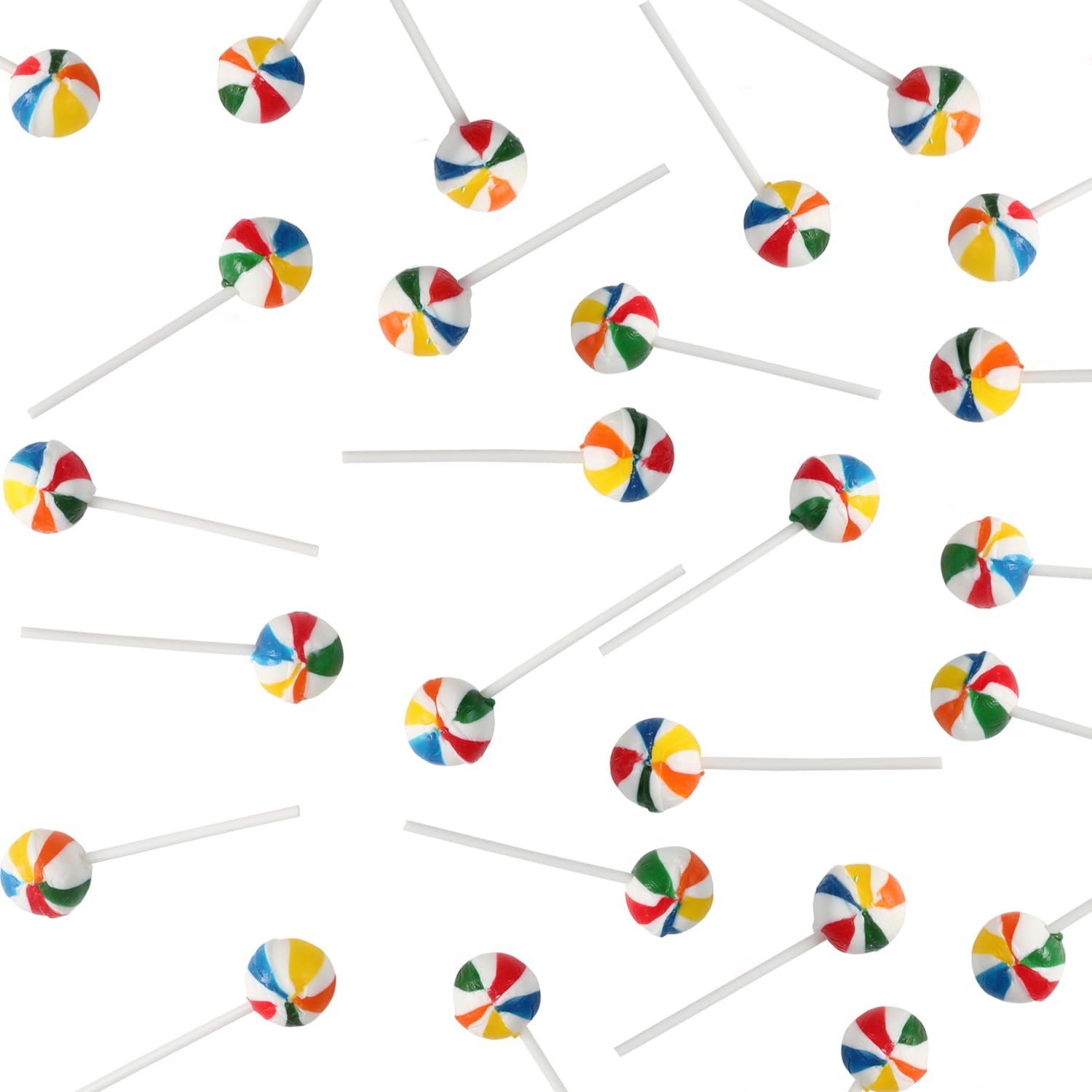Swirleey rainbow-striped lollipops close-up highlights bold colors and glossy finish.