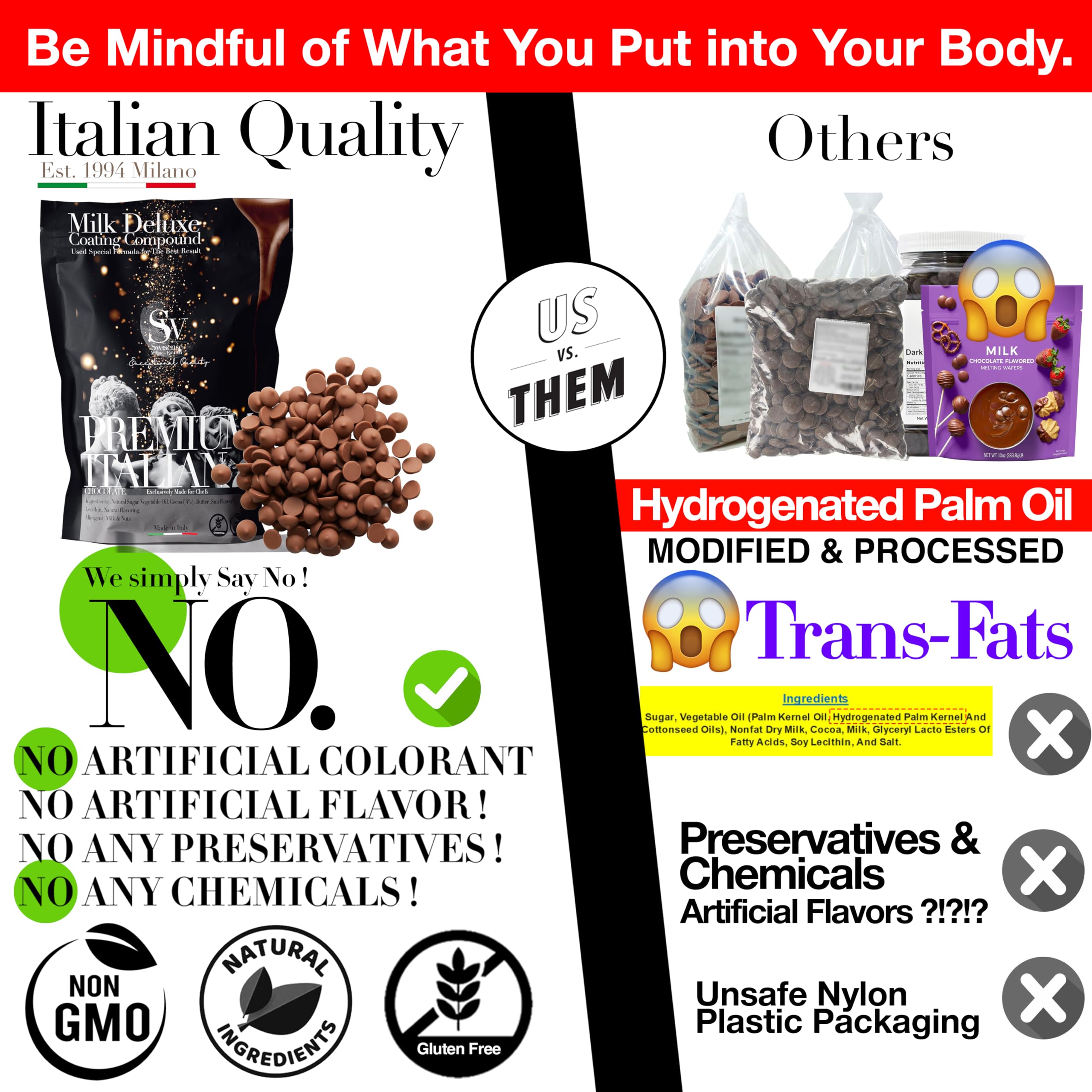 Swisense milk chocolate melts showcase five natural ingredients for clean flavor
