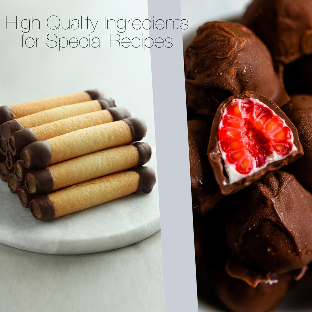 Swisense milk chocolate melts with strawberries for rich chocolate dipping