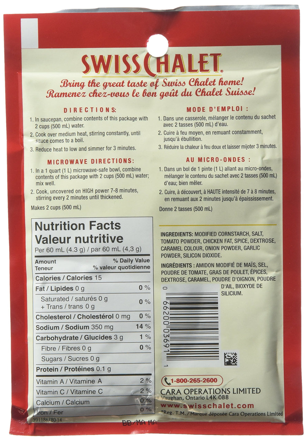 Swiss Chalet 3-pack open showing individual sachets for easy use.