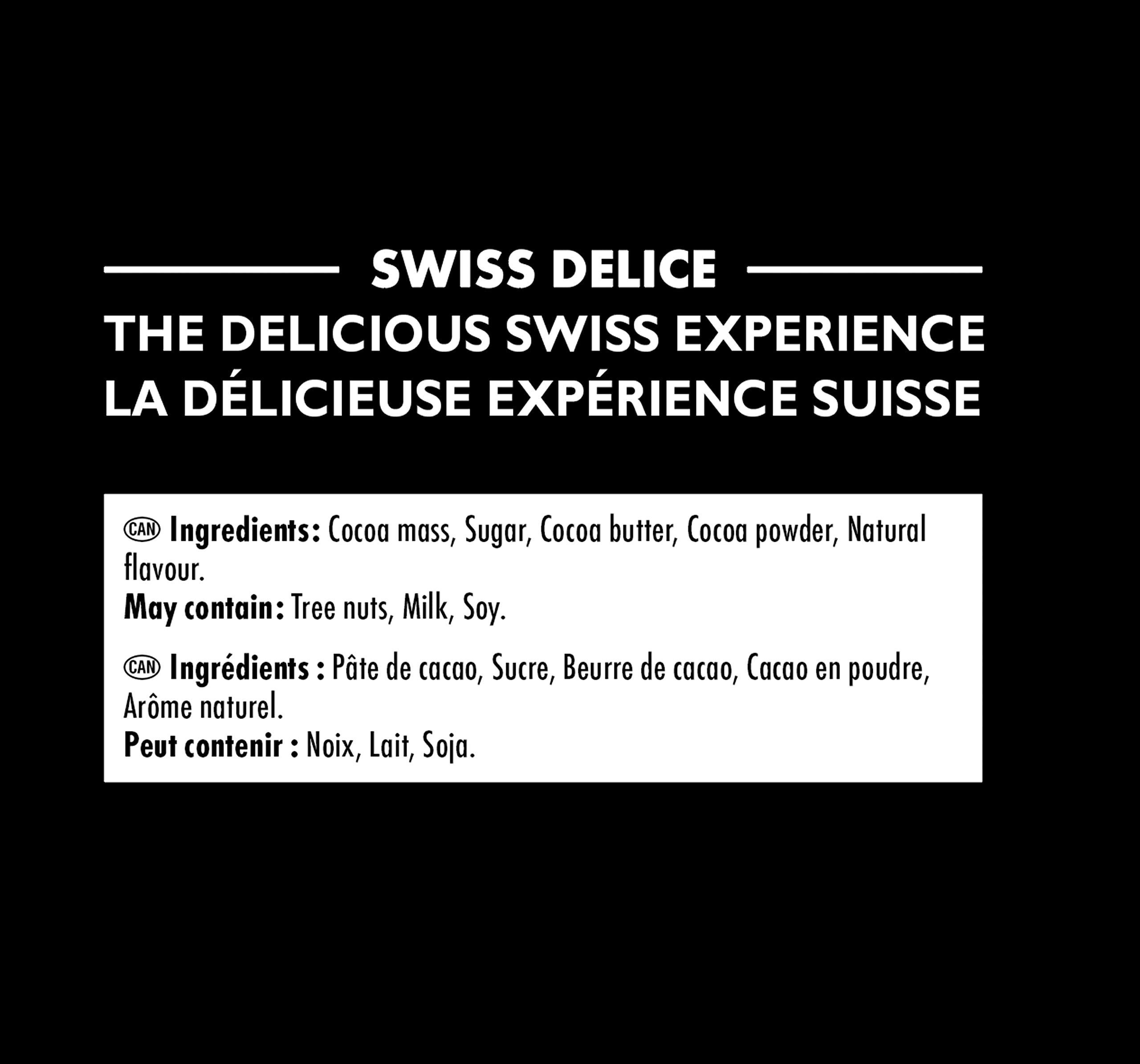 Serving plate with Swiss Delice squares suggesting a refined after-dinner option