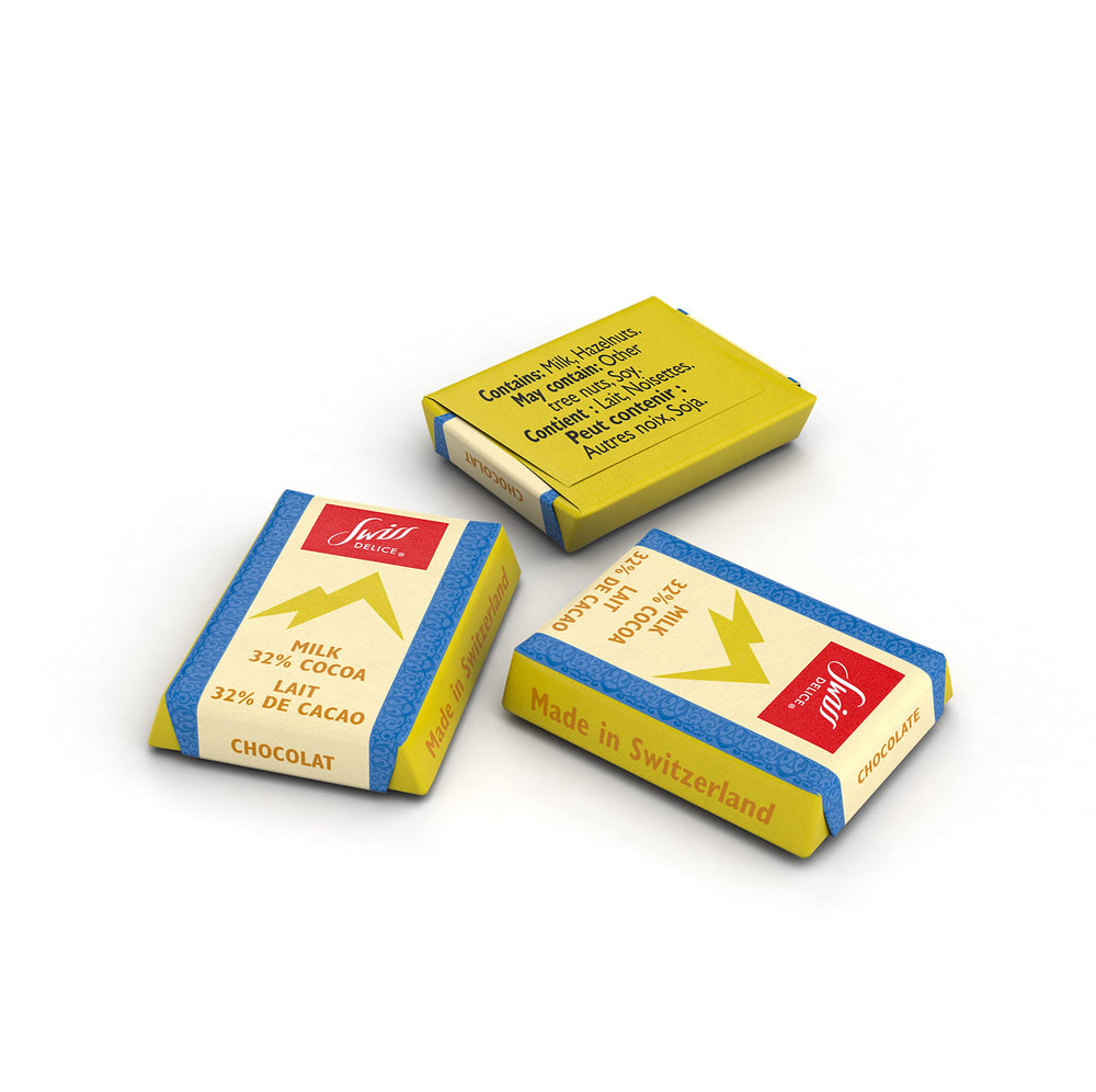 Swiss Delice melt-in-mouth chocolate highlighting smooth, silky mouthfeel.