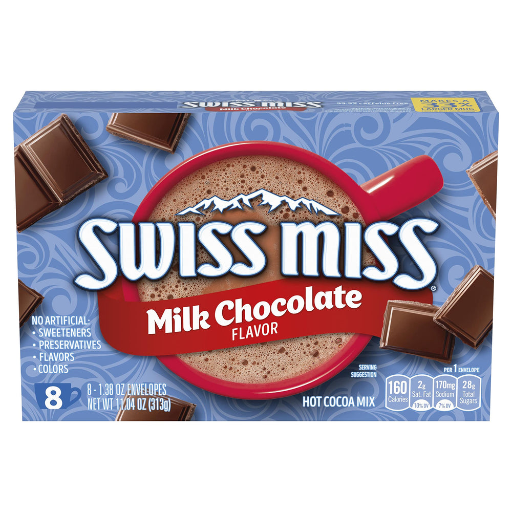 Swiss Miss 8-pack envelopes ready for quick cocoa moments.
