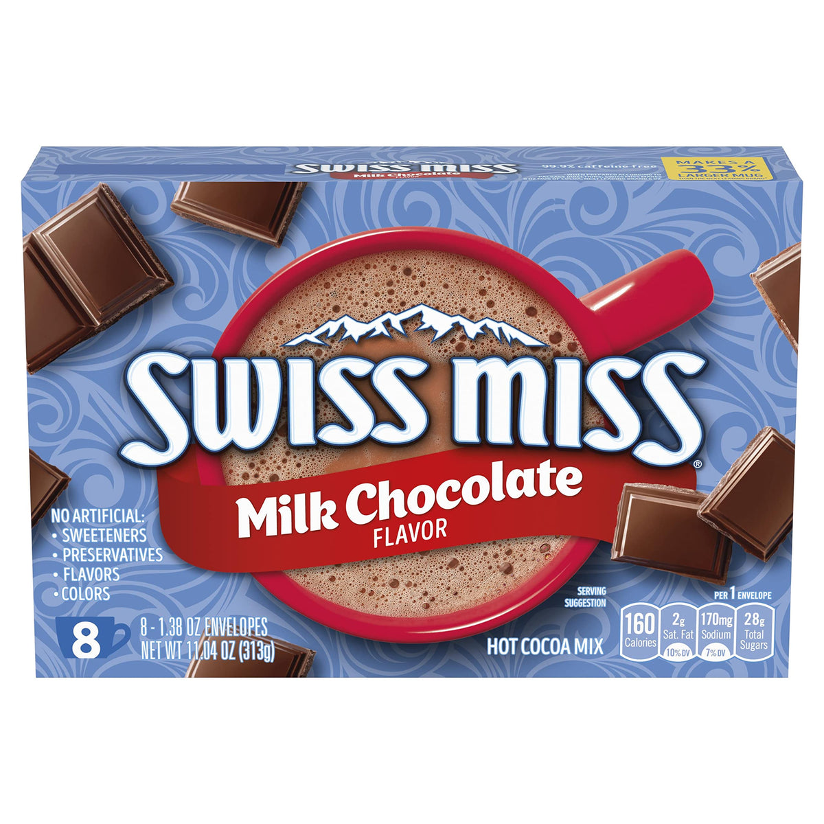 Swiss Miss 8-pack envelopes ready for quick cocoa moments.