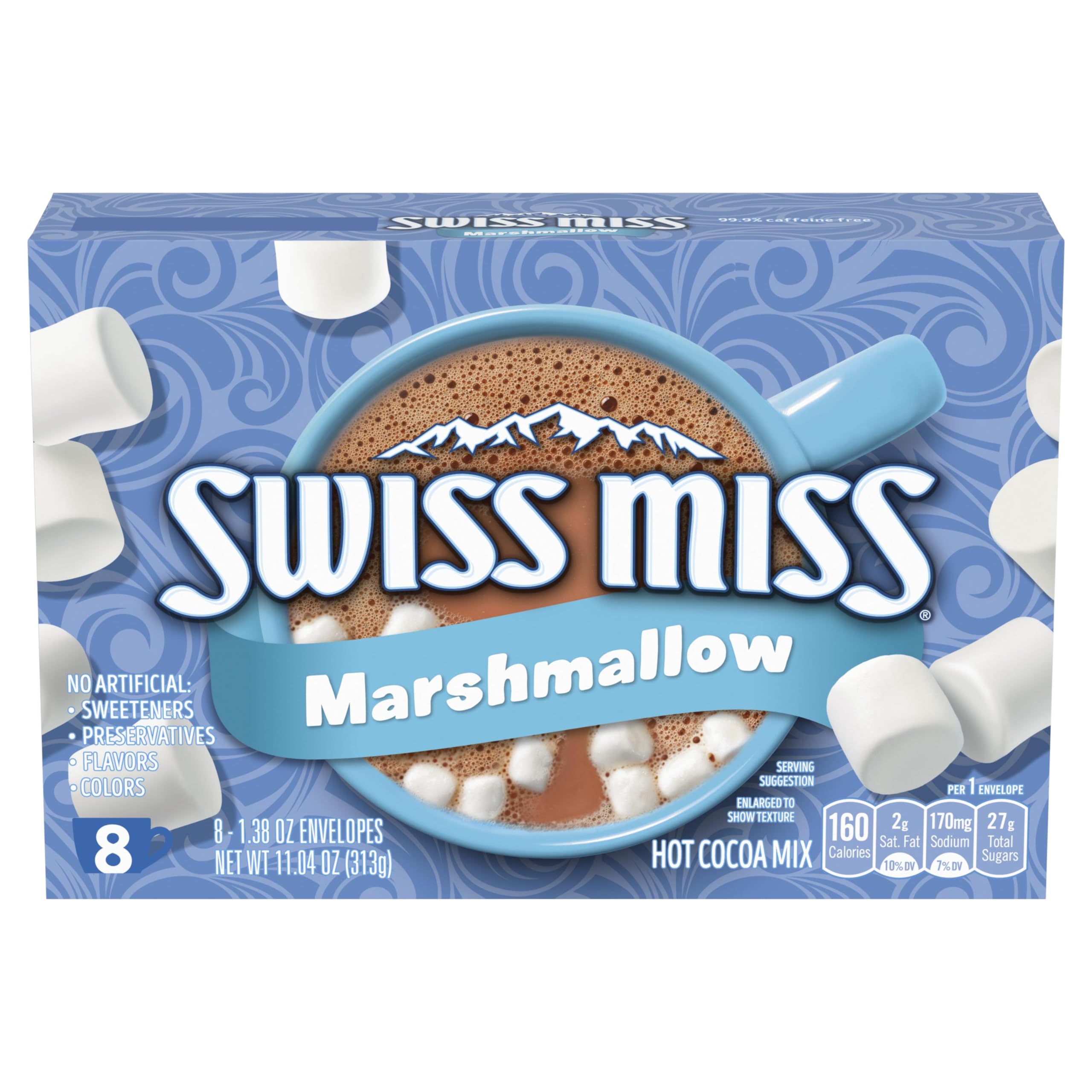 Swiss Miss hot cocoa mix with marshmallows box for quick indulgence