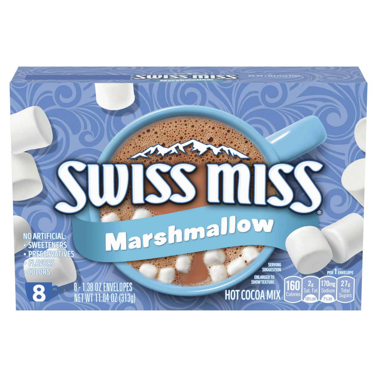 Swiss Miss hot cocoa mix with marshmallows box for quick indulgence