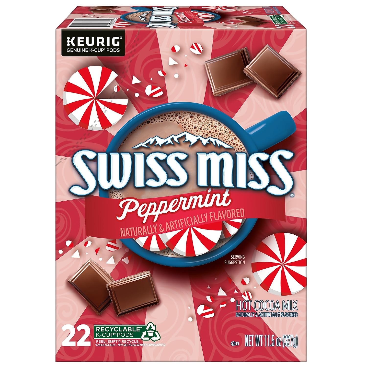 Swiss Miss Keurig pod close-up, convenient single-serve brewing.