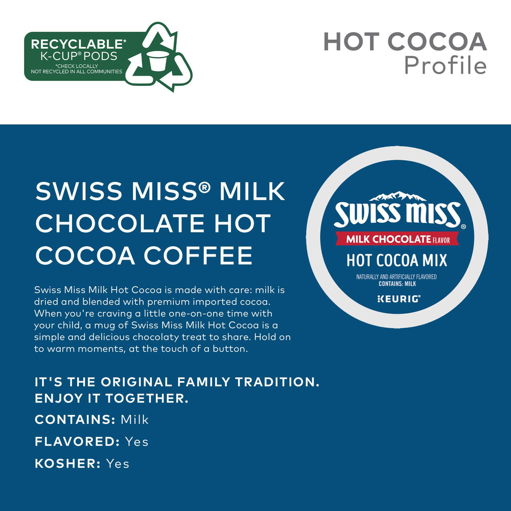 Swiss Miss cocoa pod pouring into a cup for a quick treat.