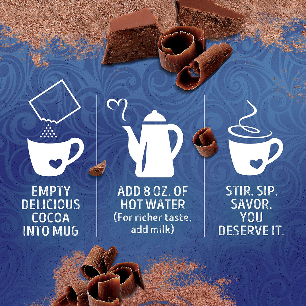 Cozy movie night with Swiss Miss cocoa and dark chocolate aroma.