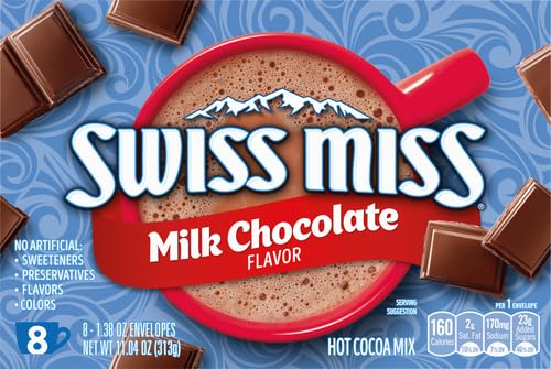 Gluten-free Swiss Miss cocoa beside a mug.