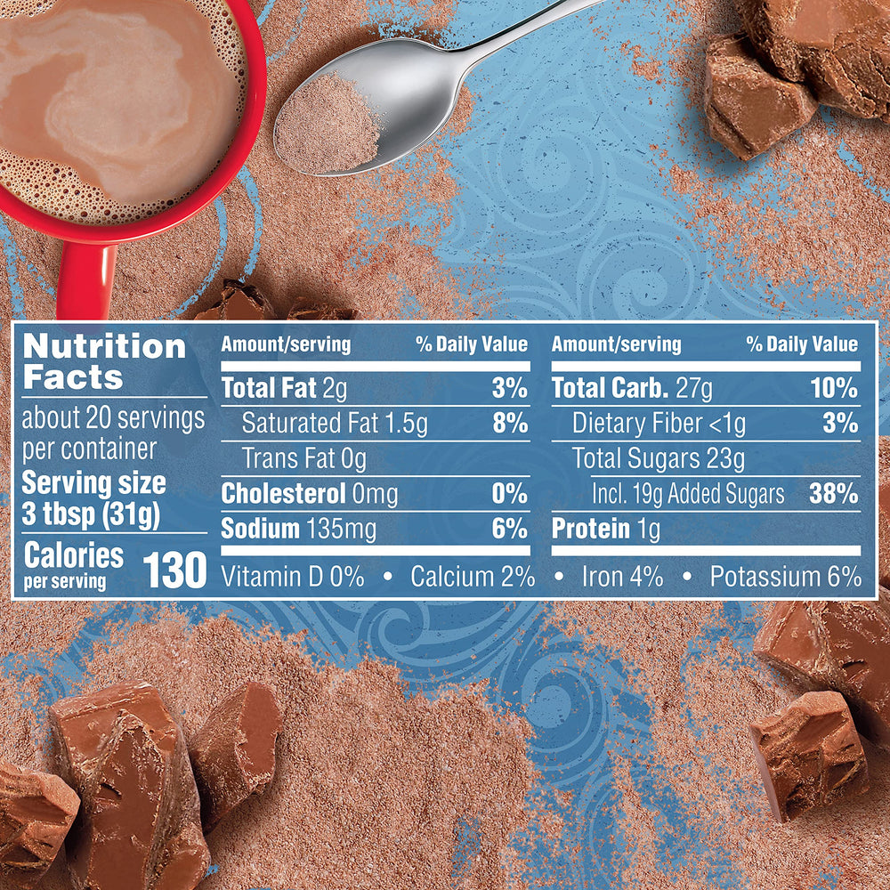 Swiss Miss hot cocoa cup steaming, quick comforting sip for anytime.