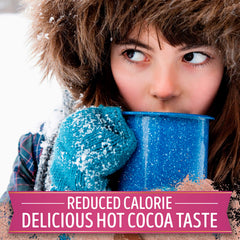 Swiss Miss cocoa packet pouring into a mug releasing a warm aroma