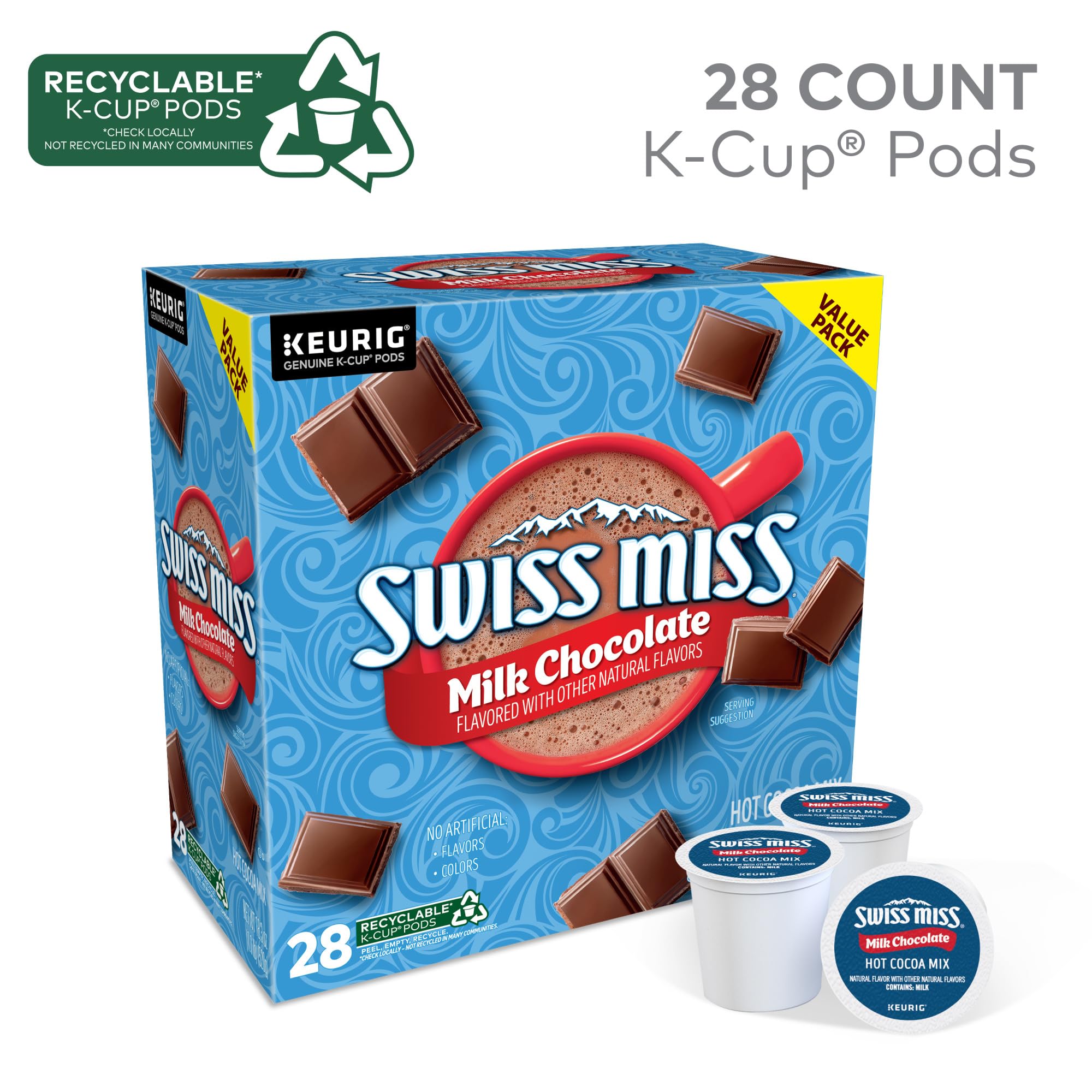 Swiss Miss Keurig-compatible cocoa pod for fast, mess-free brewing
