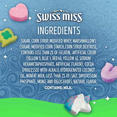 Swiss Miss Lucky Charms marshmallows closeup for a playful twist.