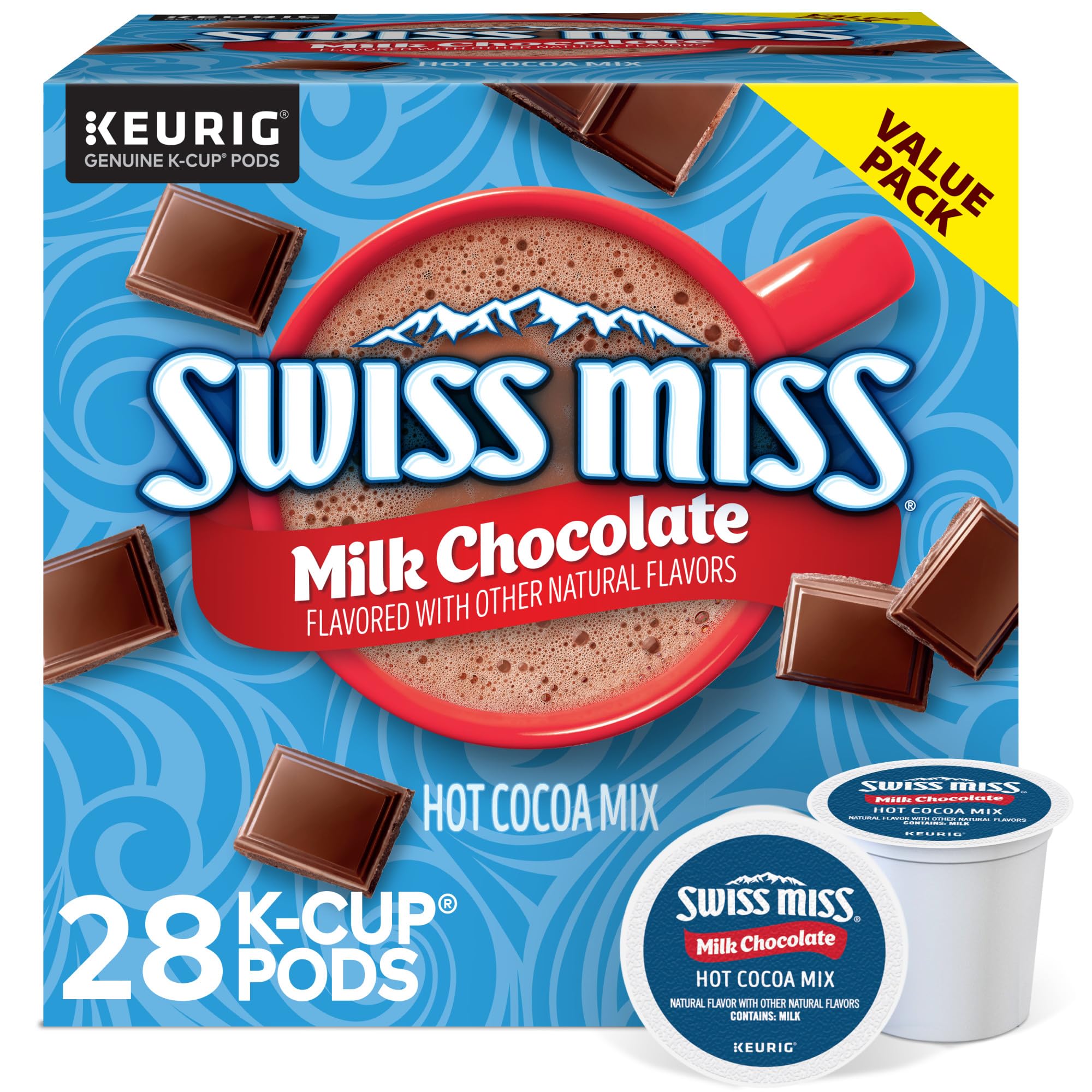 Swiss Miss Milk Chocolate Hot Cocoa K-Cup pod ready for a cozy mug