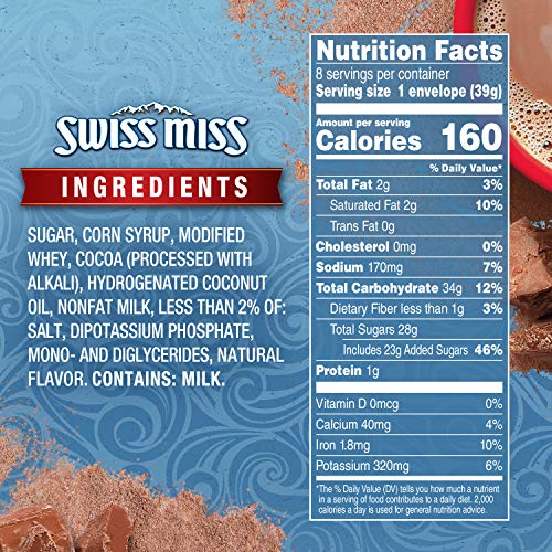 Steaming Swiss Miss hot cocoa in a cozy mug.