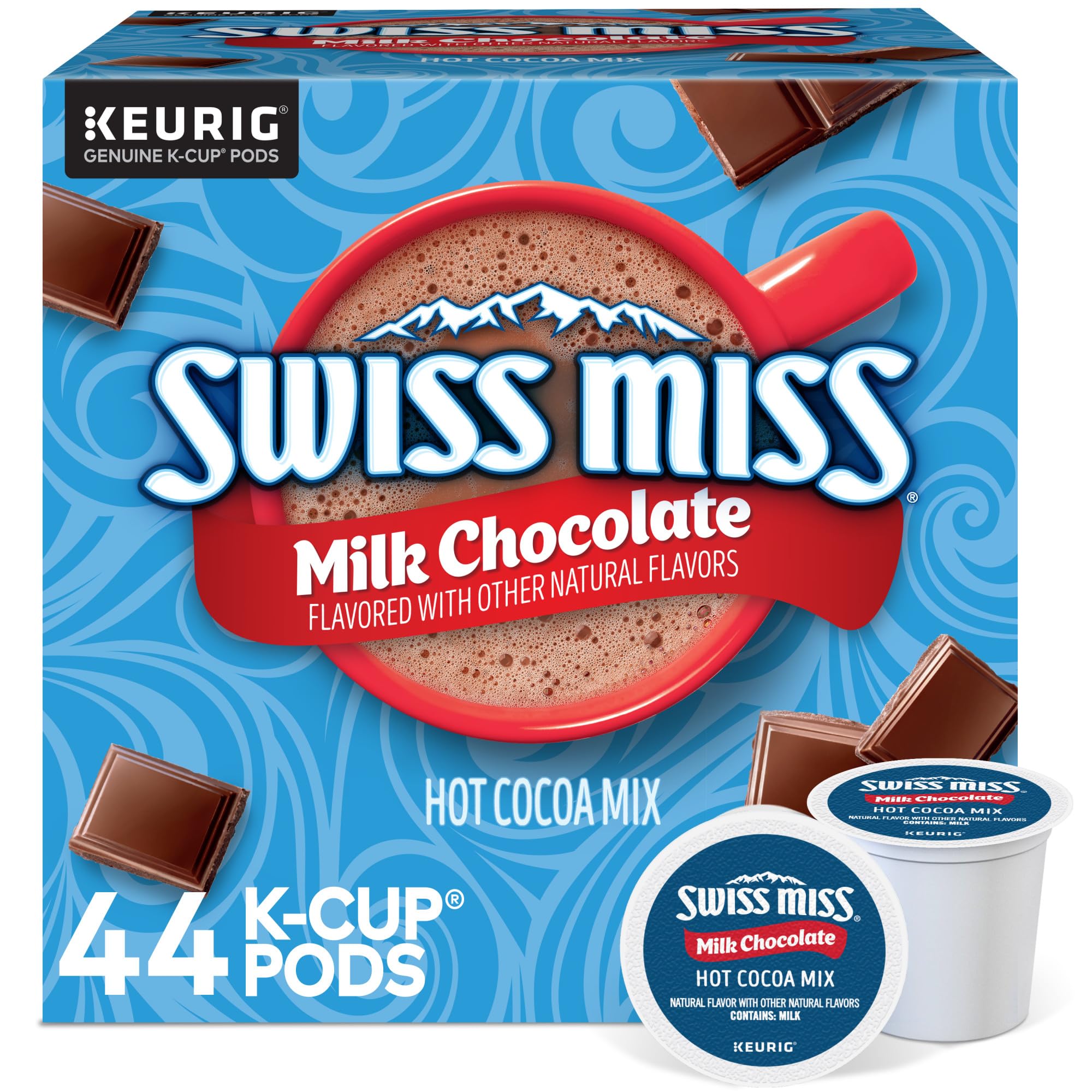 Swiss Miss milk hot cocoa pod ready for a cozy mug.