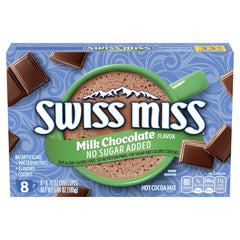 Swiss Miss no sugar added hot cocoa boxes on display, ready for a quick cozy morning.