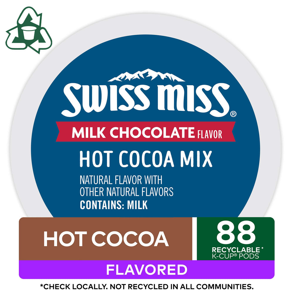 Swiss Miss packaging highlighting single-serve format for easy use.