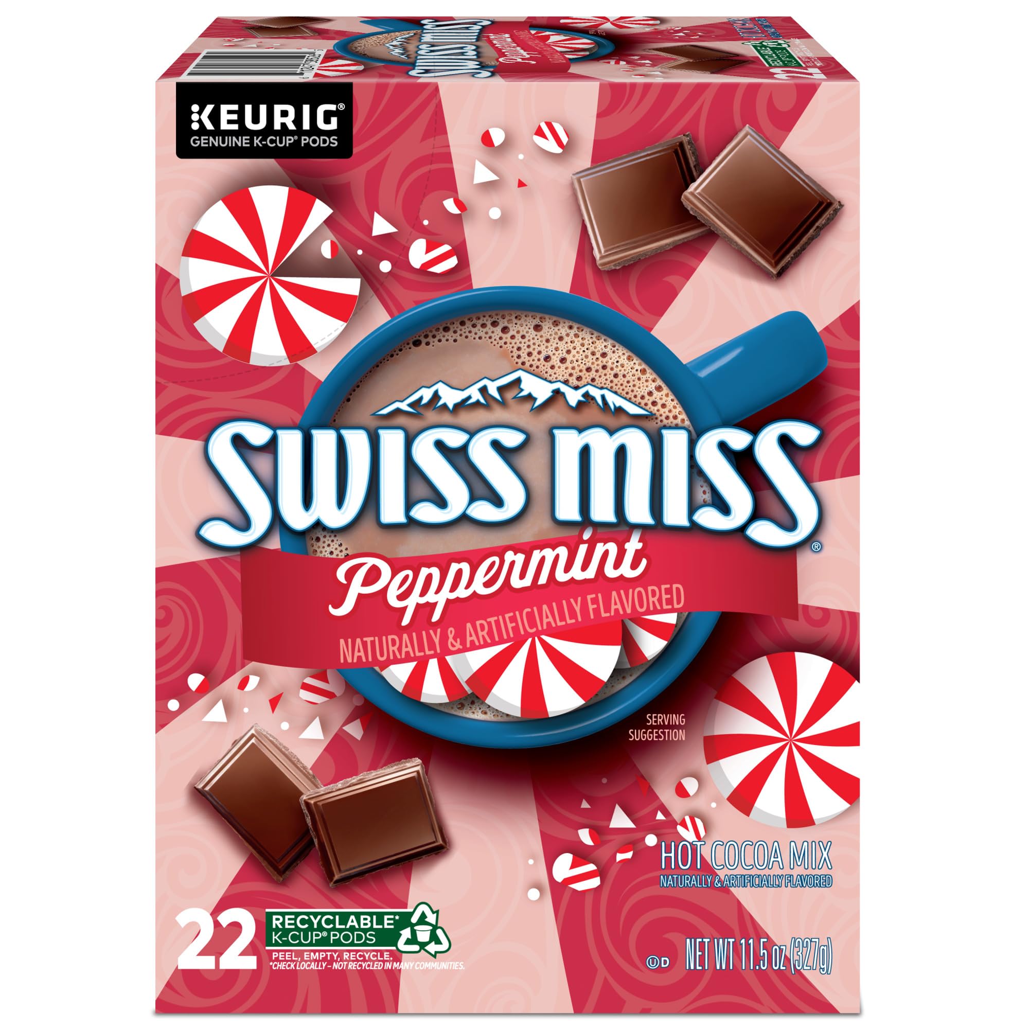 Swiss Miss K-Cup pod on counter ready to brew.