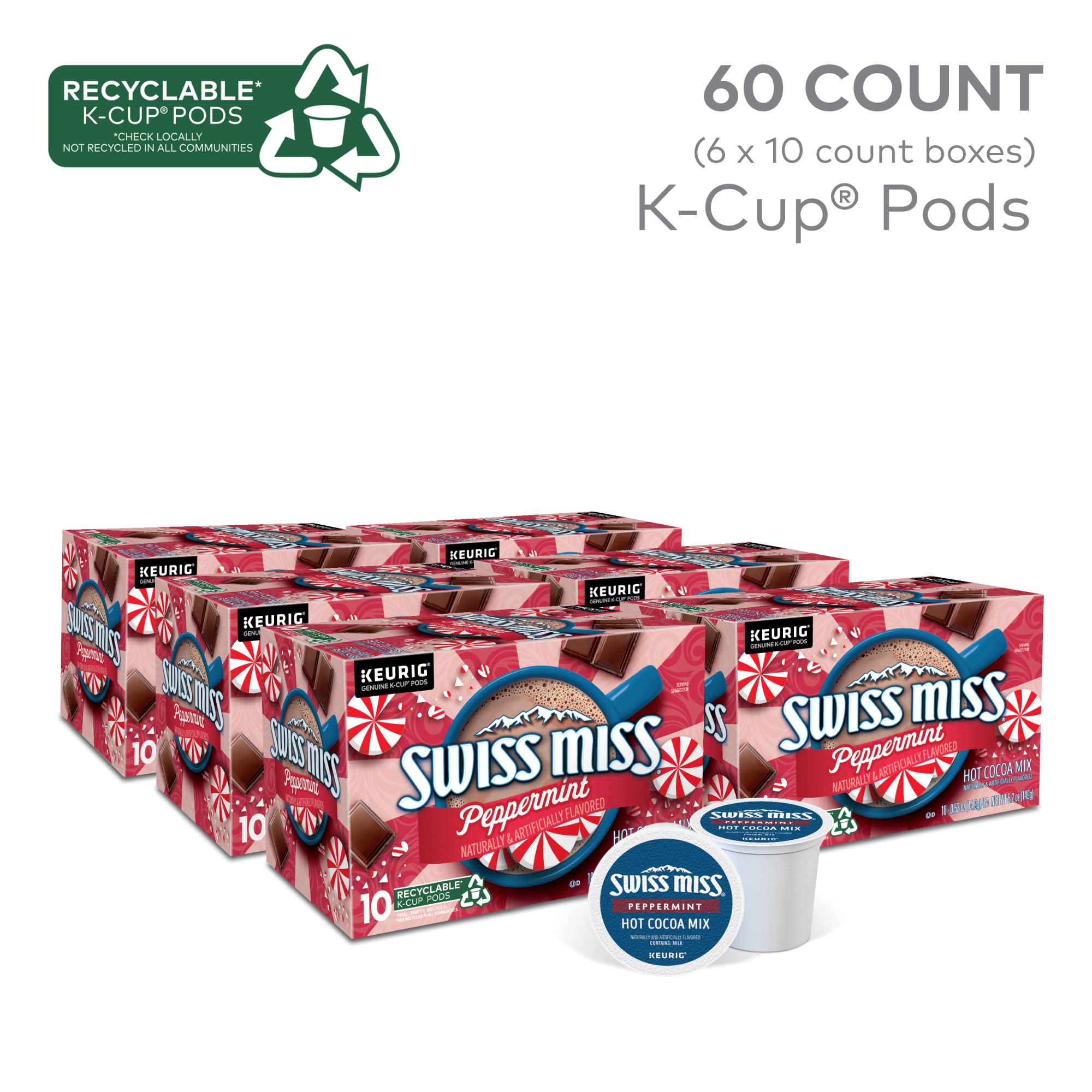 Swiss Miss packaging box for peppermint hot cocoa, ready to enjoy.