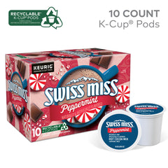 Peppermint Hot Cocoa packaging highlights convenient single-serve format.
