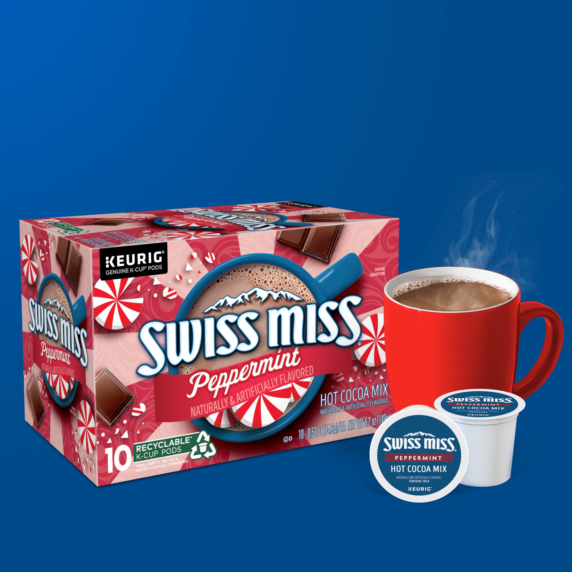 Store display featuring Swiss Miss peppermint cocoa.