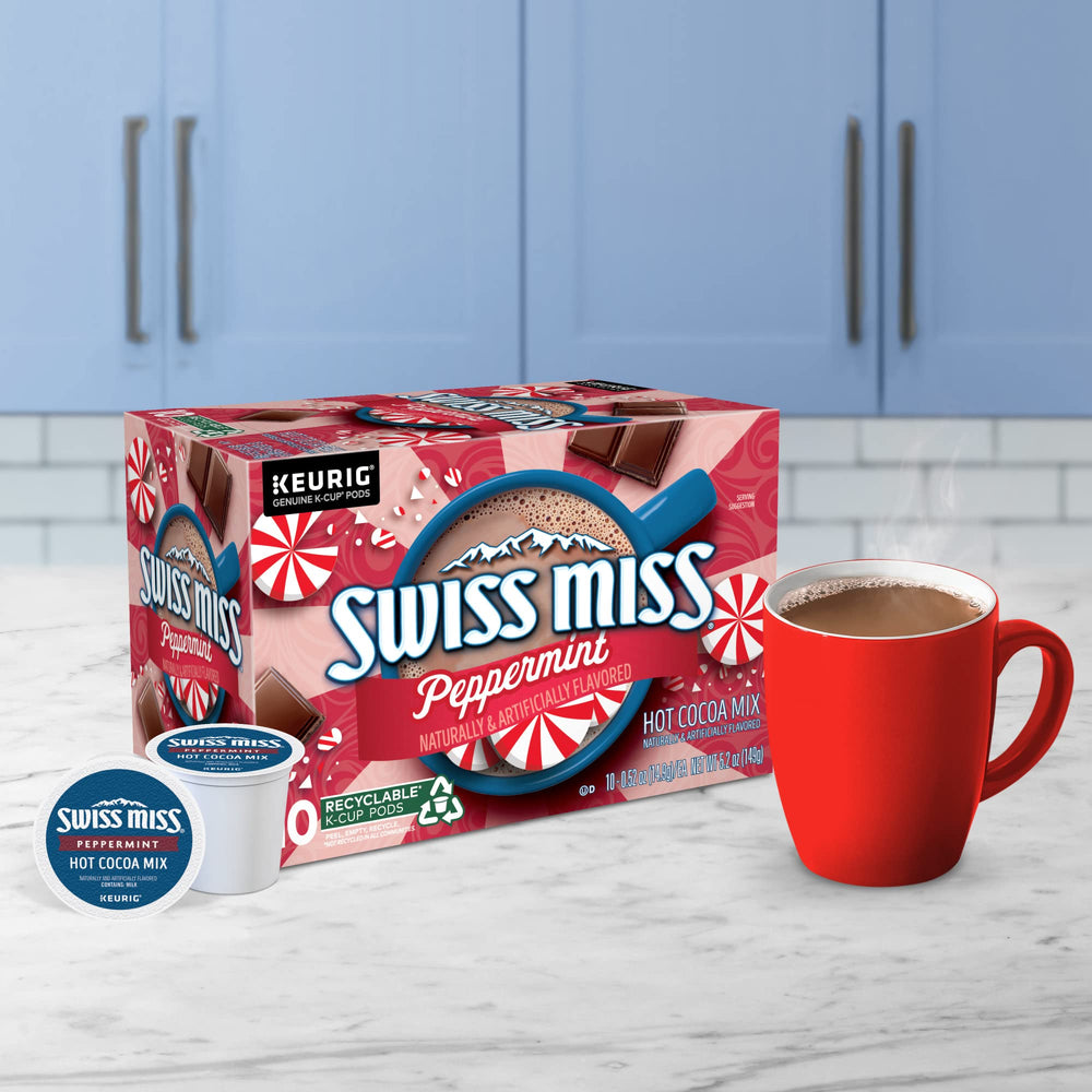 Winter scene with Swiss Miss peppermint cocoa.