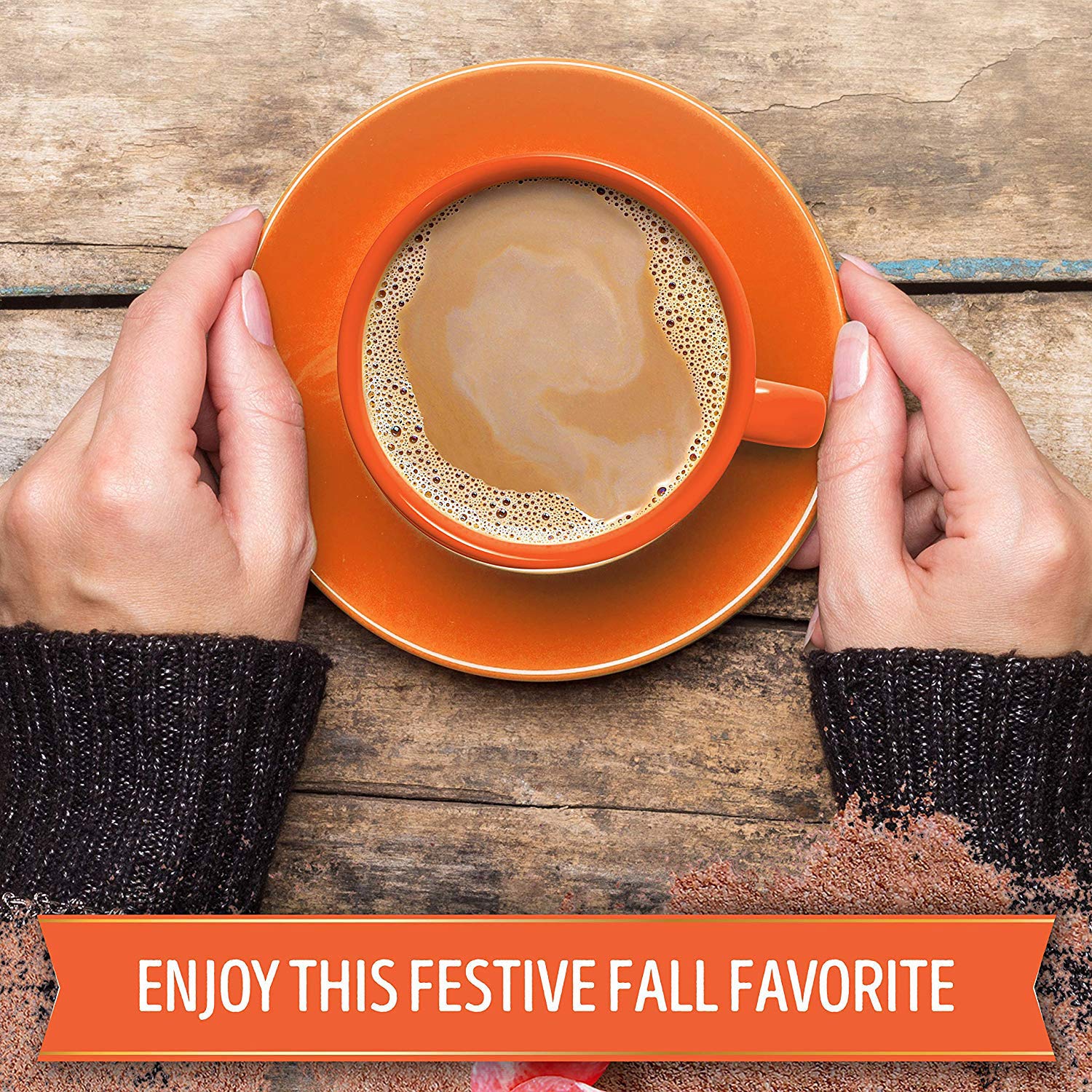 Swiss Miss Pumpkin Spice hot cup steaming, ideal for cozy moments.