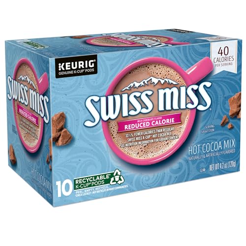 Swiss Miss Reduced Calorie Cocoa cup on saucer ready for a cozy break