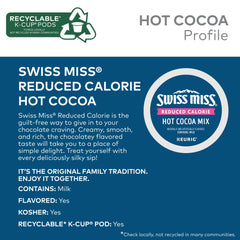 Swiss Miss Reduced Calorie Cocoa pour reveals rich chocolate aroma and smooth texture