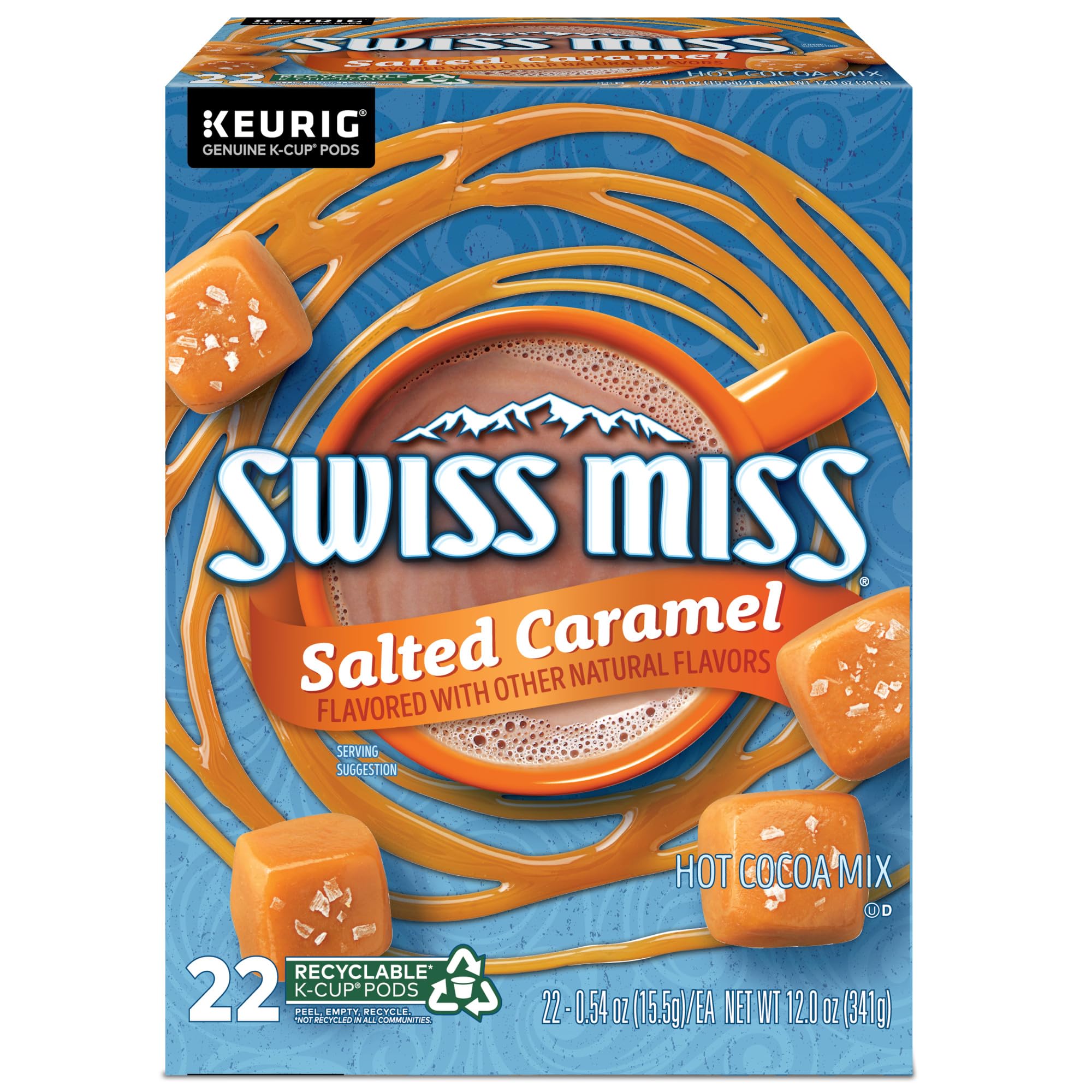 In-cup view showing rich color of Swiss Miss Salted Caramel cocoa