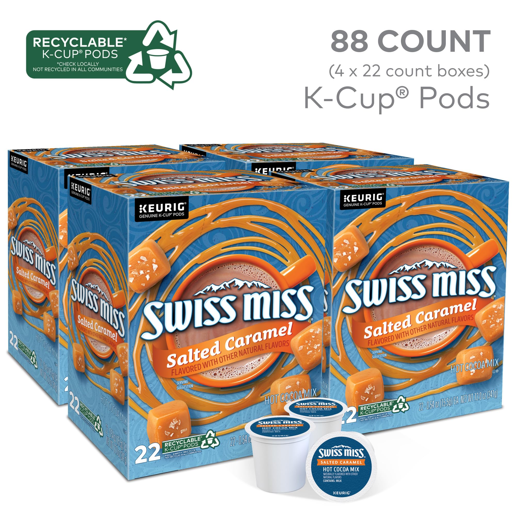 Swiss Miss Salted Caramel hot cocoa mug with steam