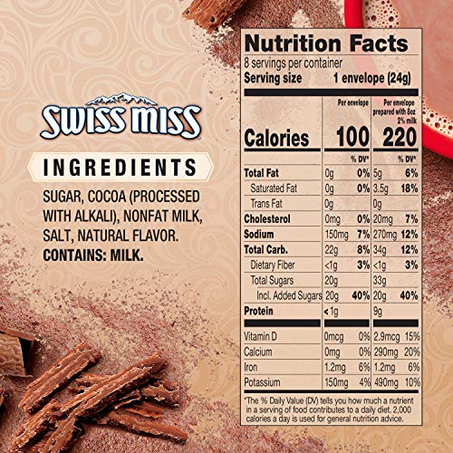 Steaming cup of Swiss Miss Simply Cocoa shows creamy milk chocolate aroma.
