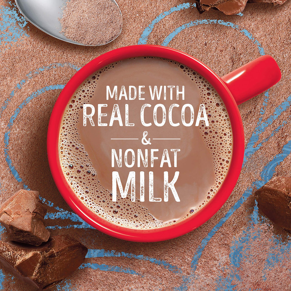 Creamy mug of Swiss Miss cocoa ready to sip.