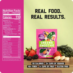 Switchback 7-Pack Smoothie Mix ingredients with real produce: spinach, kale, fruit flavors